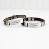 Trendy Men's Stainless Steel Cross Bracelet with Vintage Leather
