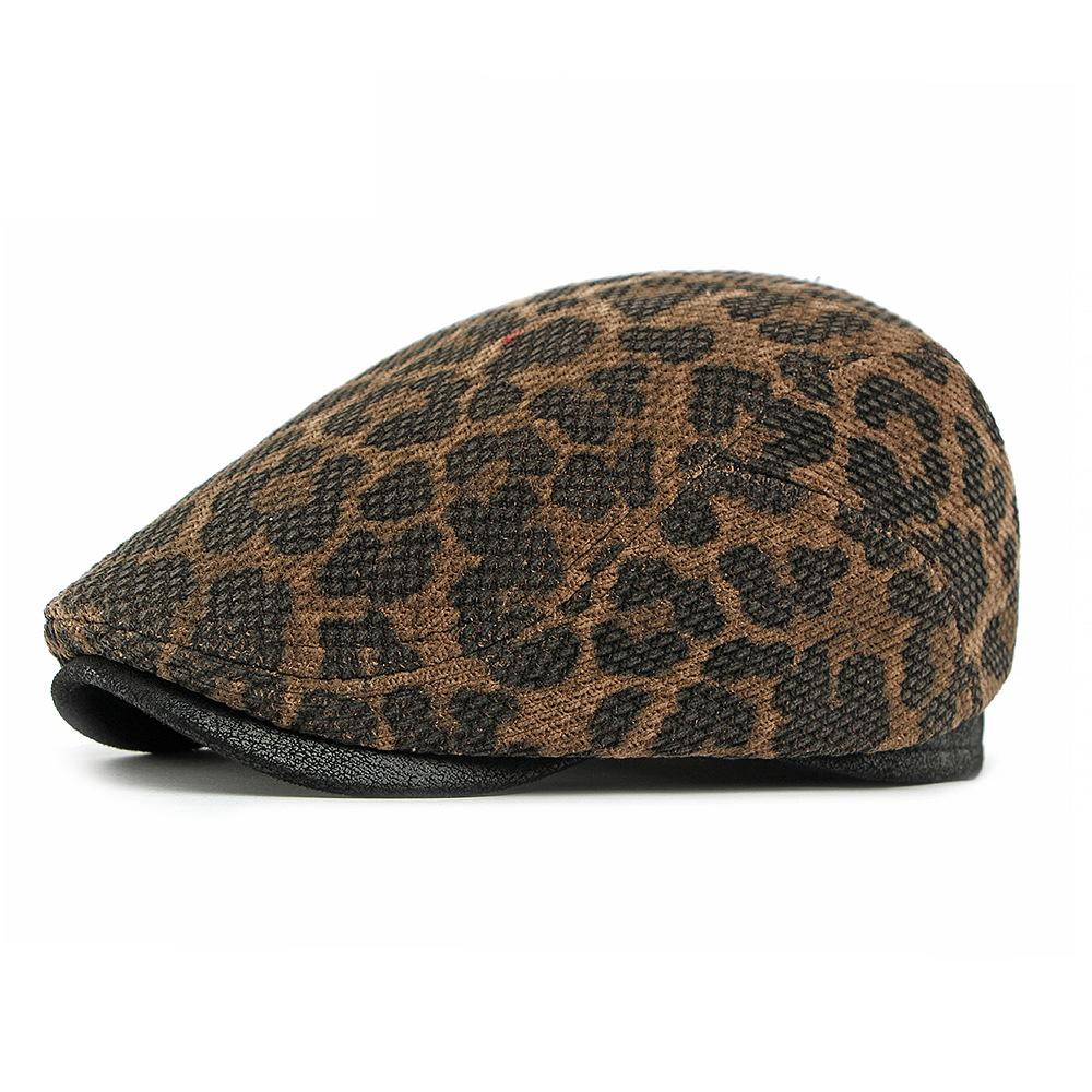 Autumn Leopard Hat Women's Beret British Vintage Forward Cap Peaked Cap