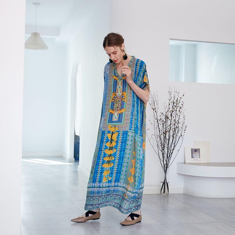 

Dance Flower Мясное платье D108 Большой бренд Изящный европейский и американский стиль Модельный стиль Халат Свободный Очень длинный Праздничное длинное платье Image color M(Length 120cm)