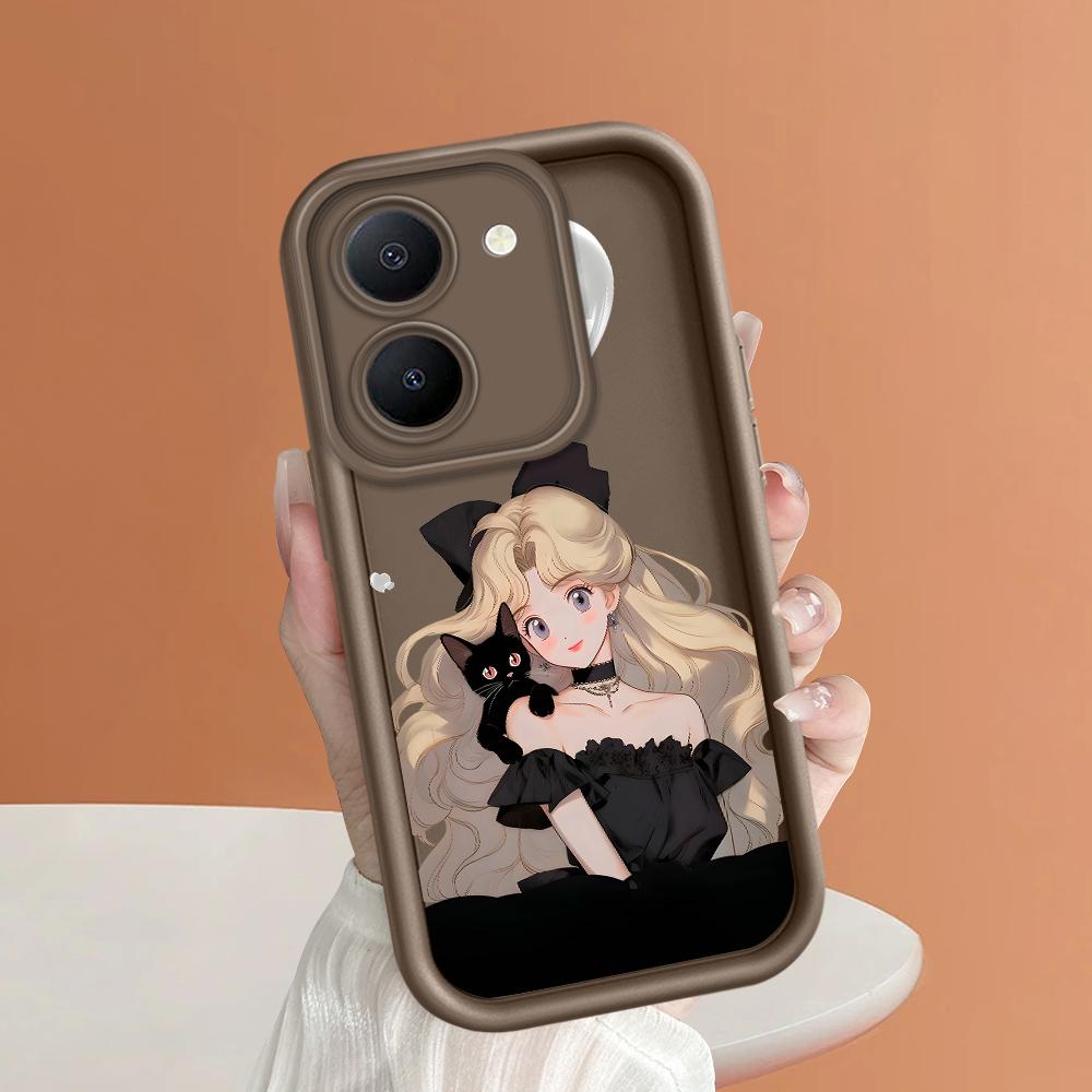 Soft Silicone Square Ladders Cartoon Pattern Full Cover Camera Protection Shockproof Case for iPhone Infinix Tecno Vivo