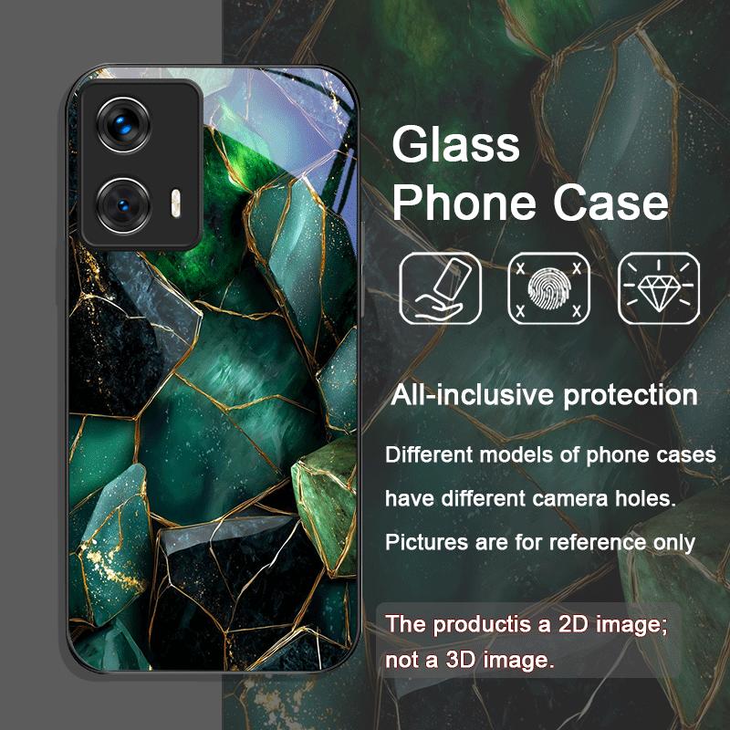 

Gorgeous Emerald Pattern Tempered Glass Phone Case for Motorola Moto Edge 50 Fusion 40 Neo 30 Pro G85 G84 G75 5G Anti-drop Cover Motorola Edge 20