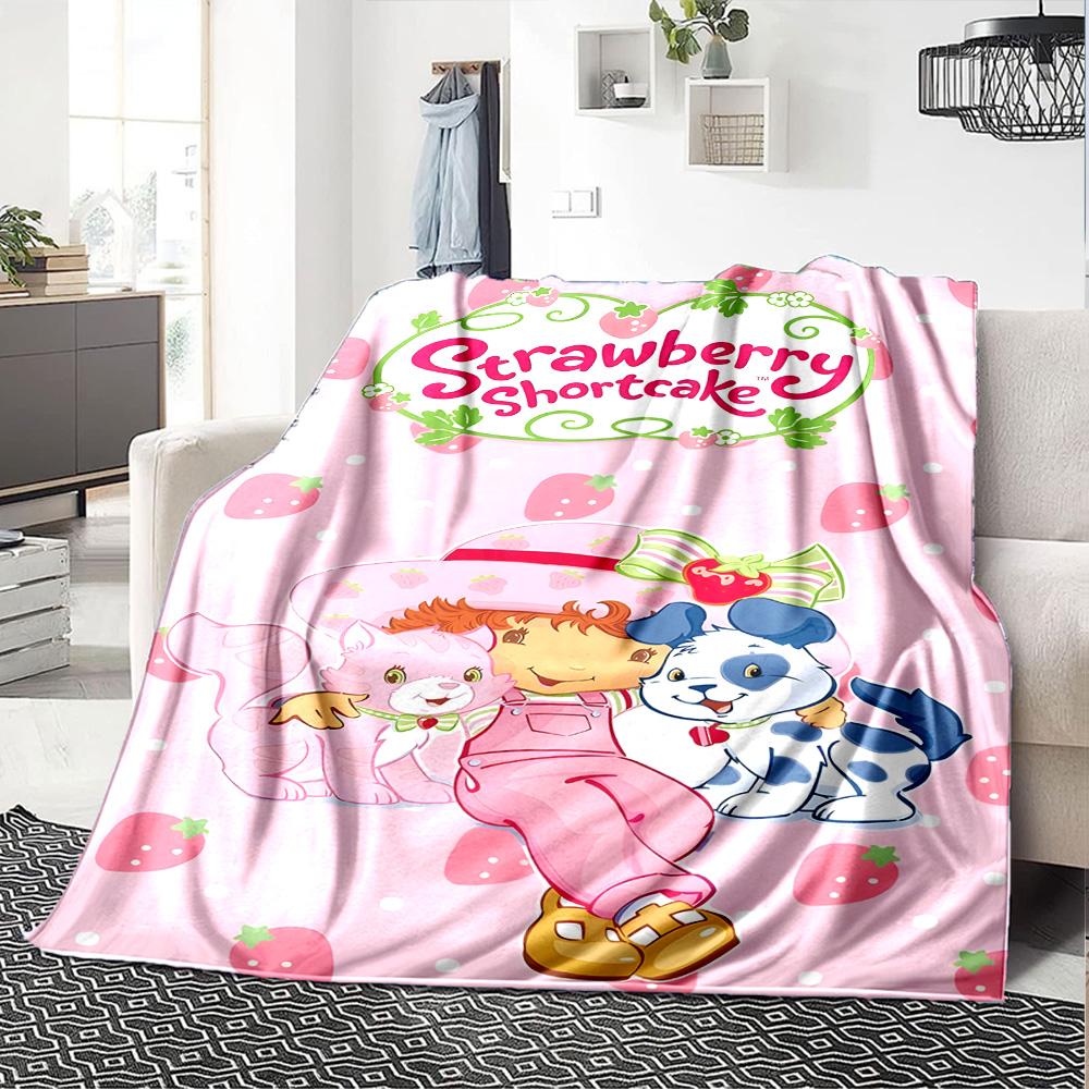 1pc Princess Strawberry14 Blanket, Gift, for Men and Women, Soft Blanket, Good for Sofa Bed Couch Travel, Lightweight Flannel Blanket