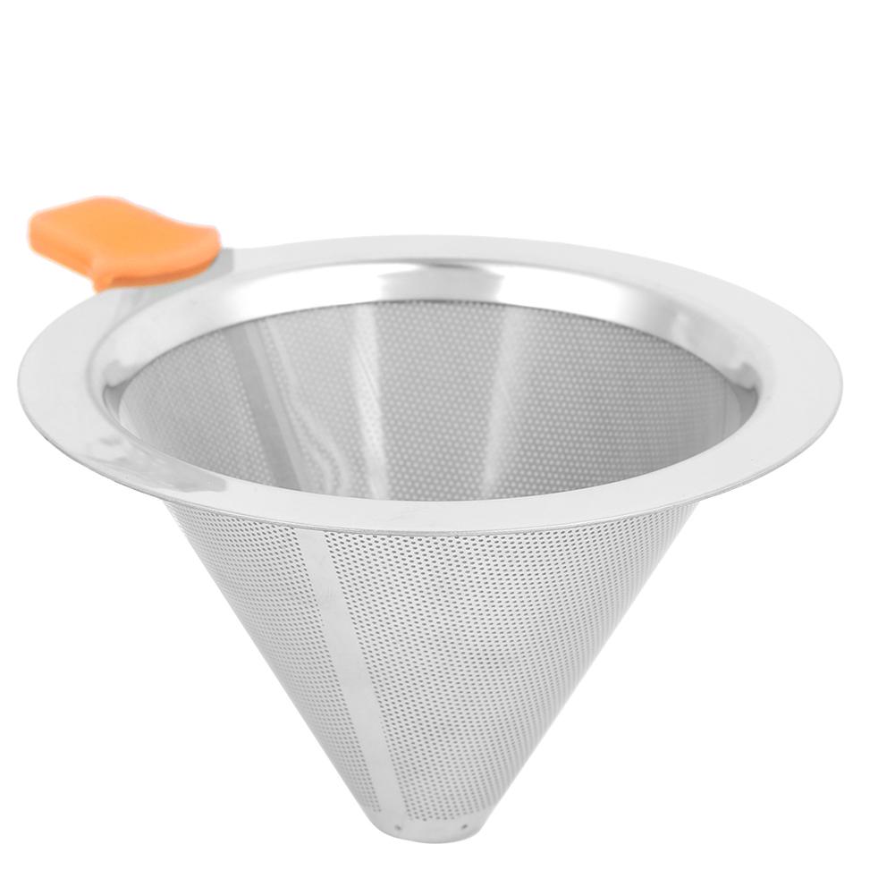 Coffee Maker Drip Filter Double Layer Stainless Steel Reusable Coffee Funnel for 1‑2 PeopleOrange