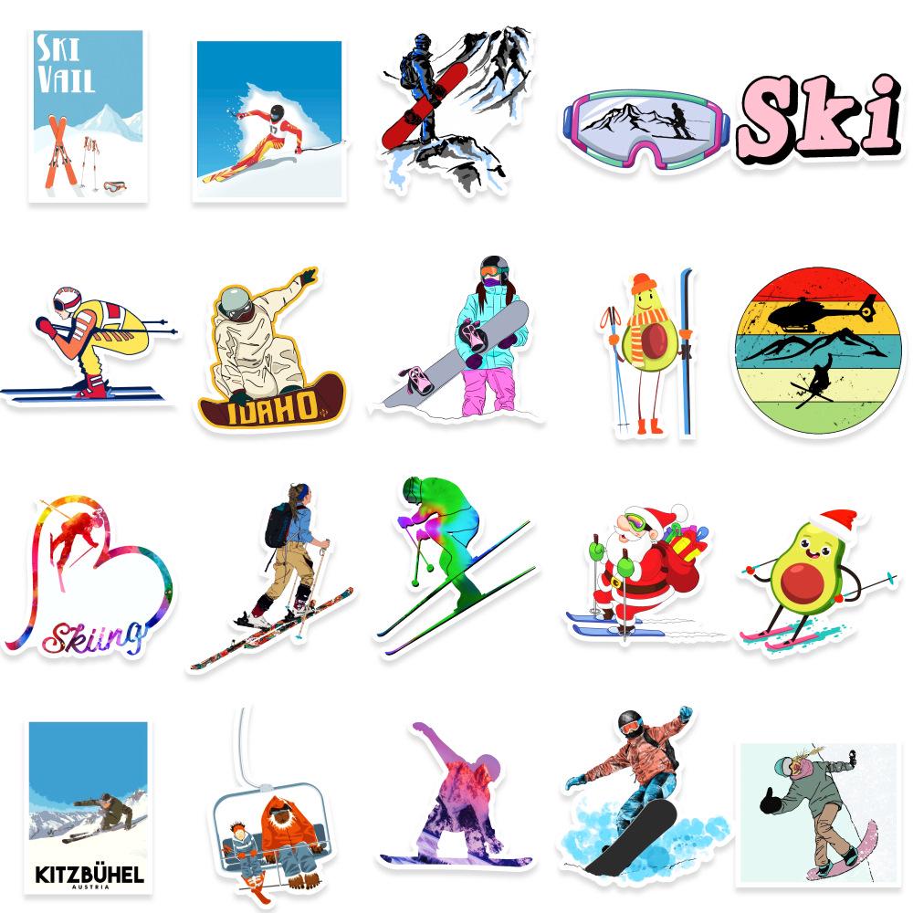50/100 Sheets of Sports, Skiing, Skateboarding Stickers for Notebooks, Car Trunks, Water Cups & More