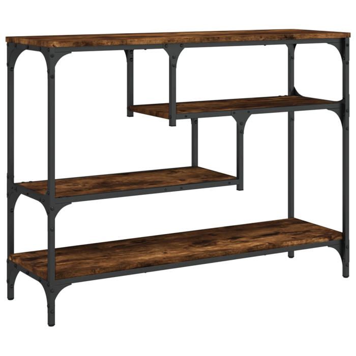 VidaXL Table Console, Bout de Canapé avec Étagère, Table d'Appoint avec Pieds, Meuble de Rangement Entrée, Industriel, Chêne 838915