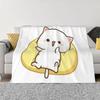 Peach And Goma Mochi Cat Blanket Soft Fleece Spring Warm Flannel Throw Blankets for Sofa Travel Bed Bedspread