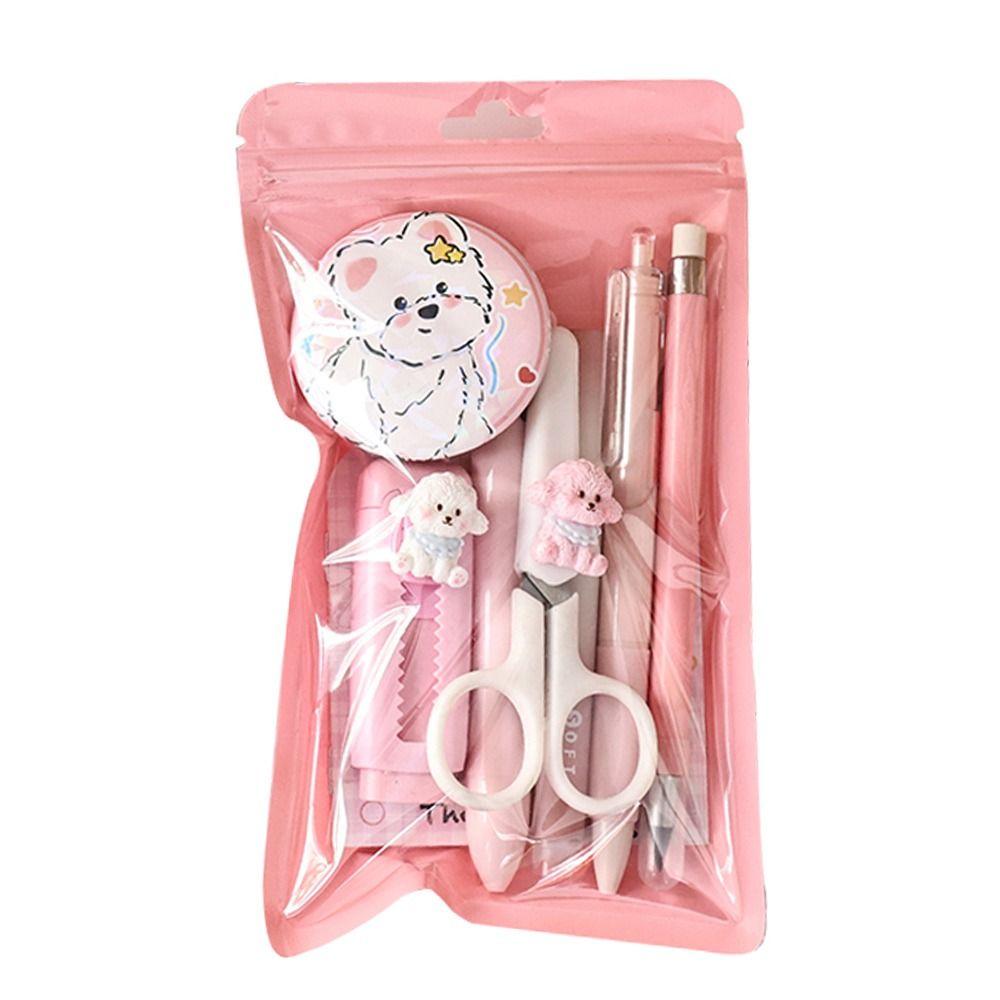 8pcs Students Gift Stationery Set Puppy Design Highlighter Cartoon Pencil Eraser  School Office