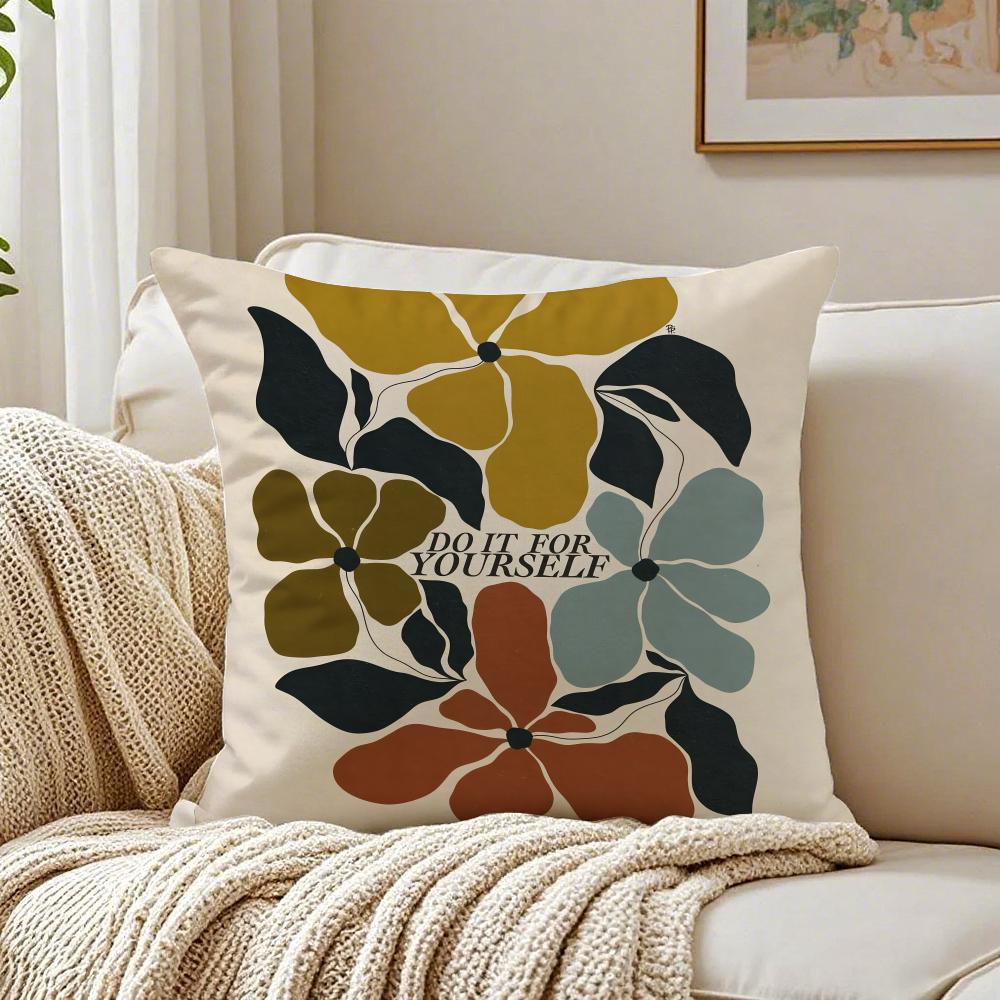 Decorative Botanical Print Cushion Cover Pillowcase Antidustmite Living Room Sofa Decor Cushion Room