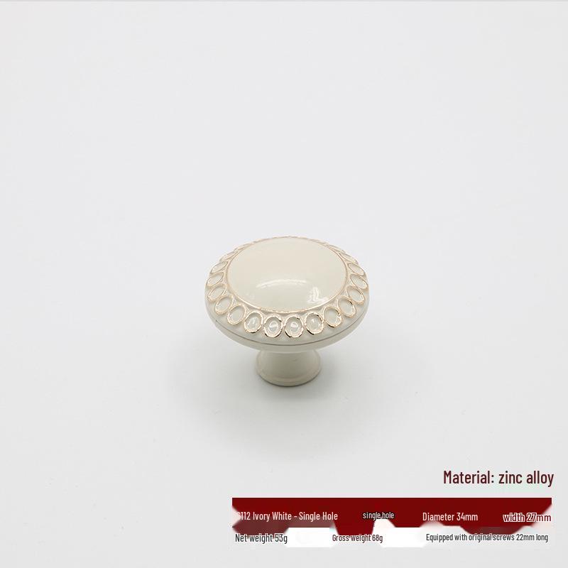 Ivory White Zinc Alloy Minimalist Round Pull Handle for Cabinets and Drawers
