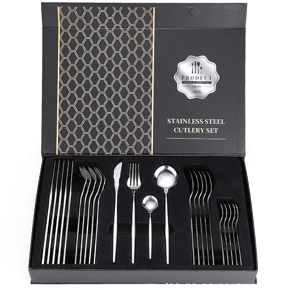 

24-Piece Stainless Steel Cutlery Set with Knife, Fork, and Coffee Spoon in Gift Box