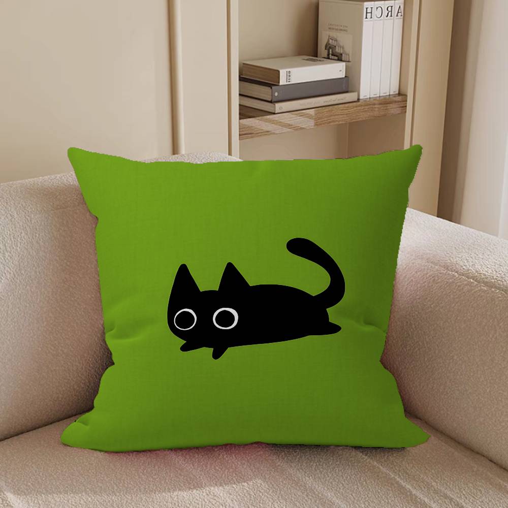 PunkS Style Small Cartoon Cute Black Cat Pillow Cushion Cover Pillowcase Living Room Sofa Home Decor Customized