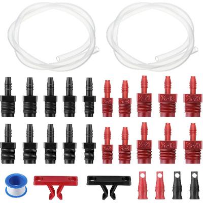 Enhon Master Cylinder Bleeder Kit Complete Brake Bleeder Kit With 22 In Clear Hose, Clip, PTFE Tape, SAE And Metric Fittings Universal Fit(29 Pcs)
