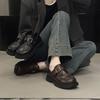 Genuine Leather Platform Loafers 2025 New Platform Thick-soled Thick-heeled Single Shoes Women's Shoes Versatile British Style Heightening Small Leath