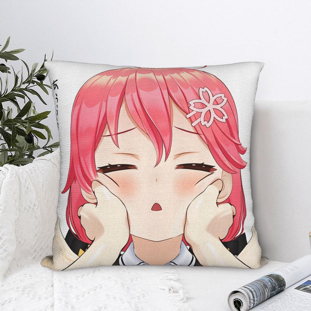Hot Girl Kawaii Sakura Miko Pillow Case Comfy Pillow Cover For Couch Sofa Bedroom Kawaii Pillowcases