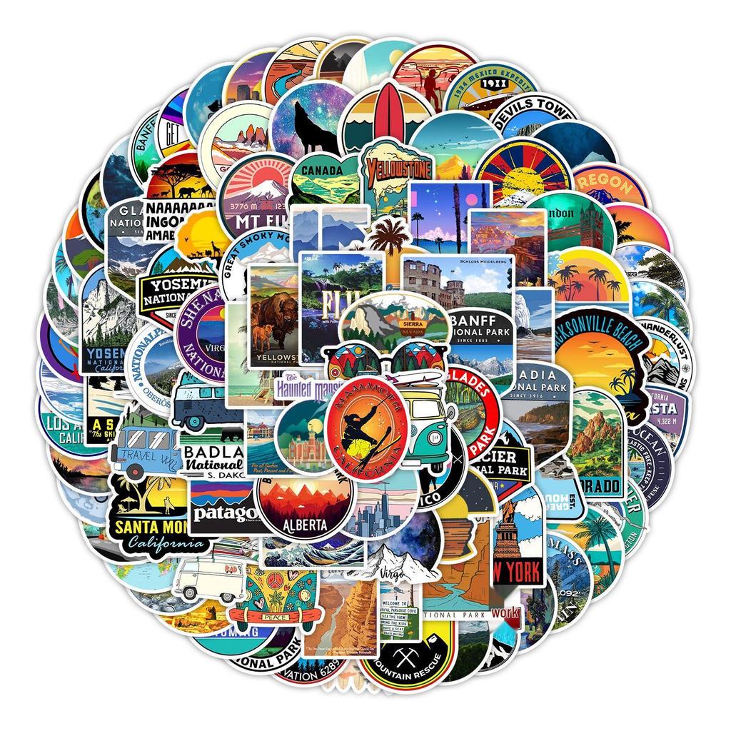 450 vodotěsných cestovních samolepek na notebooky, kufry a skateboardy