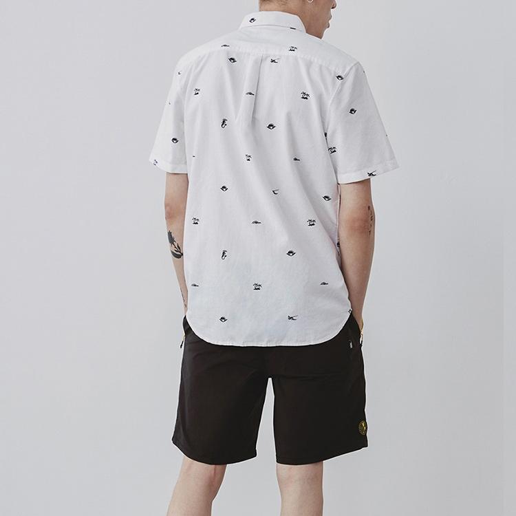 Vans Beach Allover Print Sports Casual Breathable Short Sleeve Shirt Men Shirts White VN0000MYYQJ
