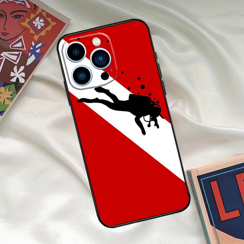Diver Down Scuba Flag Phone Case For iPhone 16 15 14 12 11 13 17 Pro Max 15 16 Plus 13 Mini 16e 17 Air Funda Cover