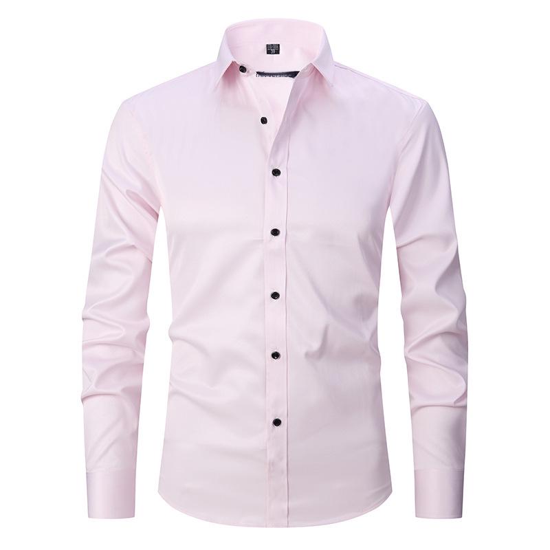 Men's Slim Fit Black Long-Sleeve Business Shirt
