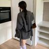 Vintage Hong Kong Style Color-Block Plaid Stand Collar Woolen Coat for Women