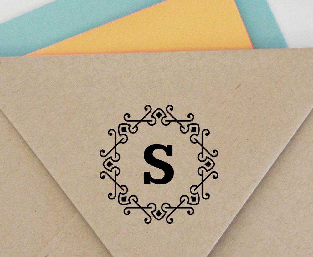 Printtoo Alphabet S Monogram Octagon Celtic Swirl Frame Self Inking Rubber Stamp Office
