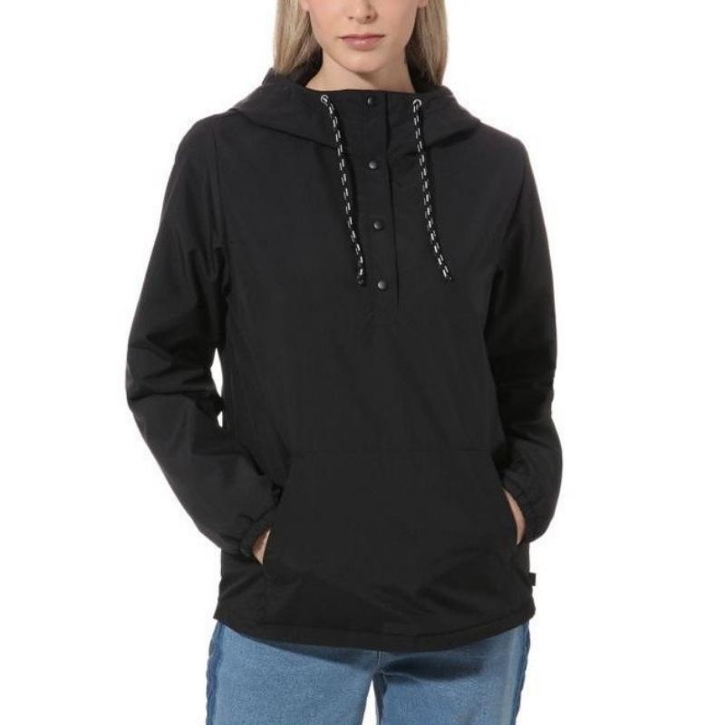 Vans On Point Anorak Windproof Plaid Hooded Jacket Women Jackets Black VN0A47U4BLK