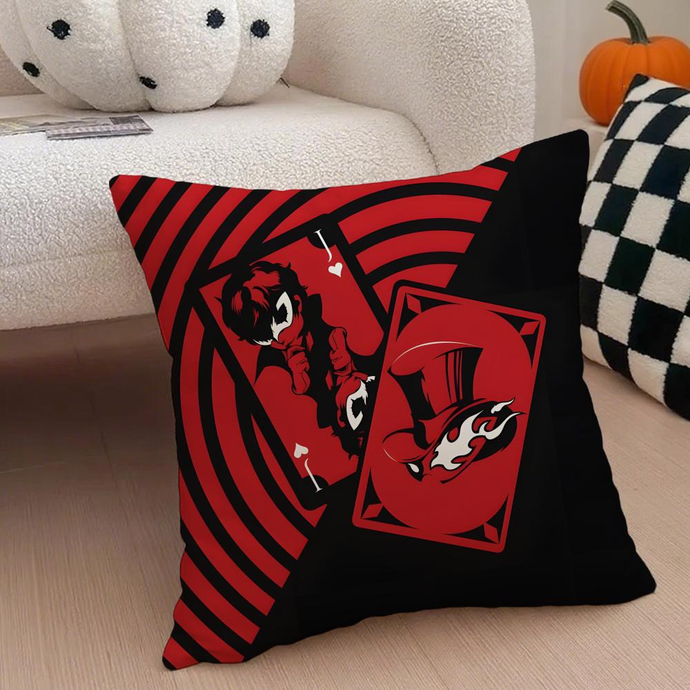 Klassische Anime Persona 5 Kissenbezug Sofakissenbezug Versteckter Knopf Strapazierfähiges Polyester Stuhlkissen