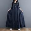 Spring, Summer and Autumn Long Dress Retro Loose and Thin Denim Strap Skirt Long Swing Dress