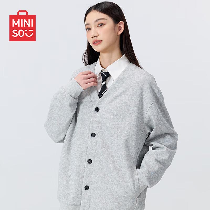 MINISO Men's Casual V-Neck Cardigan Sweatshirt