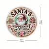 Vintage Santa Claus Candy Store Metal Tin Sign Christmas Wall Decor Holiday Gift