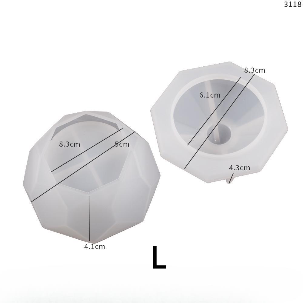 New Cement Gypsum Storage Tank Mould DIY Crystal Drop Glue Mold Octagonal Triangular Cut Diamond Shaped Candle Cup Silicone Mold