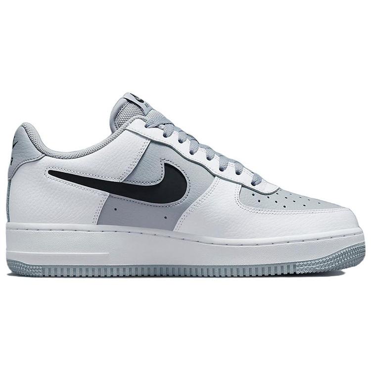New Nike Air Force 1 Low Cut Out White Grey Black Swoosh DV3501-100