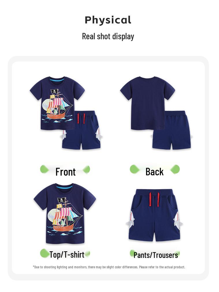 26 Neues Sommer-Kinder-Leucht-Cartoon-T-Shirt & Baumwollshorts-Set