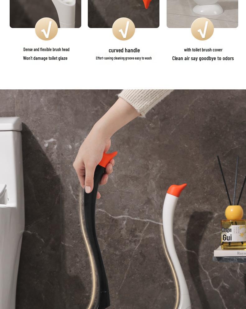 Swan Toilet Brush with Base - Fashionable Household Bathroom Cleaner for Squat Toilets