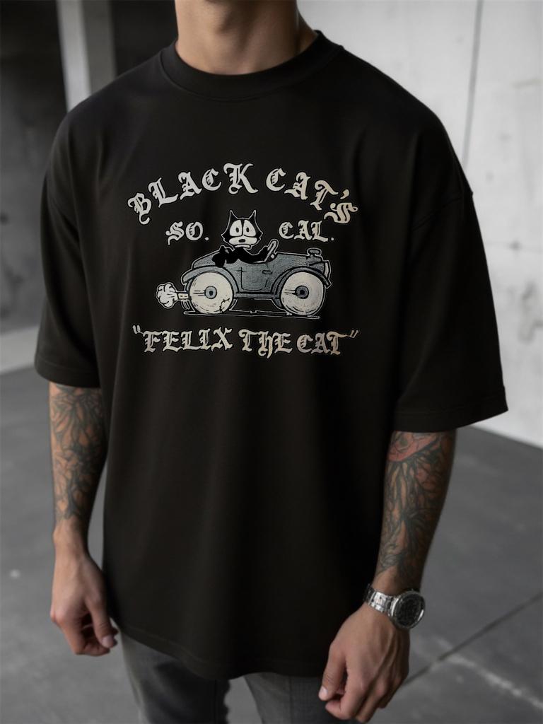 Felix the Cat Black Cat Classic Cartoon Print TShirt Unisexs Printed Round Neck Short Sleeve Casual TShirt