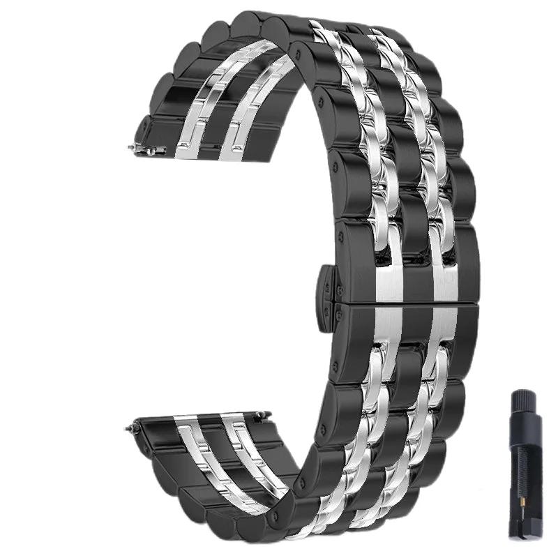 Pulseira de Aço Inoxidável 22mm 20mm Para Samsung Watch 3 4 5 45mm Gear S3 46mm 42mm Active2 40 44mm Pulseira de Metal