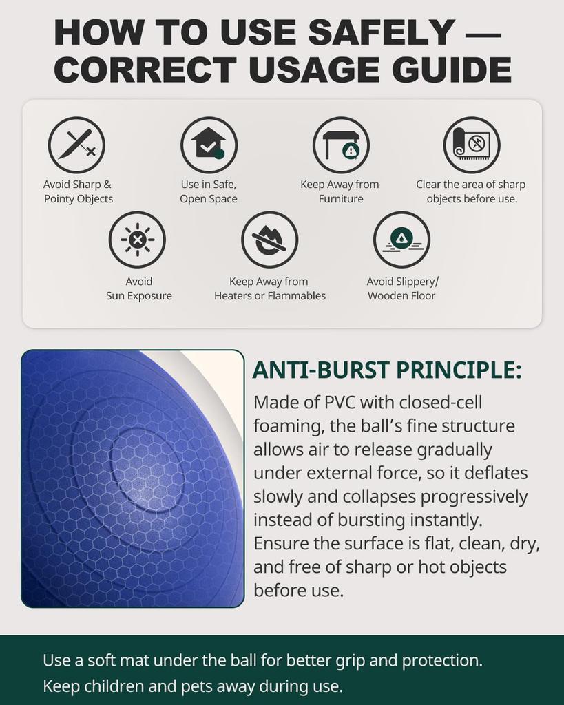 Trideer Exercise Ball Extra Thick Yoga Ball Stability Supports Up To 2200 Maternity Ball with Quick Pump Home Large (45-85cm), Chair, Heavy-Duty Ball,