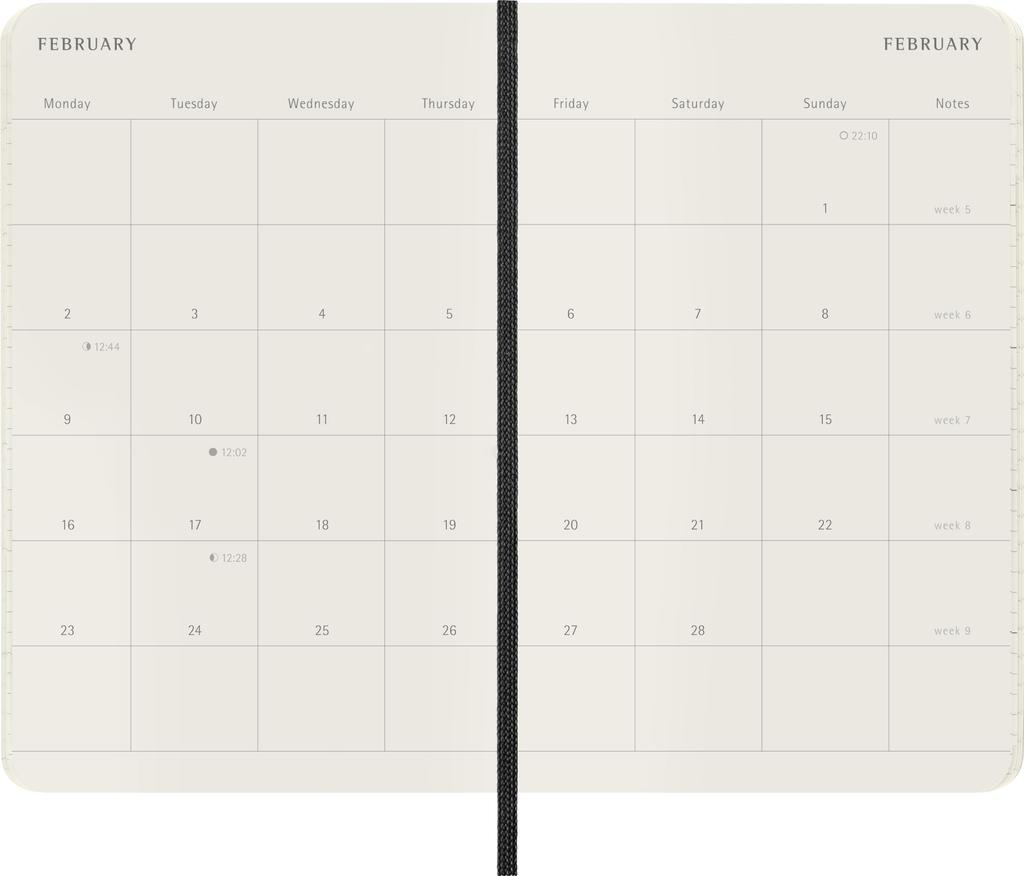 Moleskine 2026 January Monthly Pocket Size X Soft DSB12MN2Y26 Planner, Start, 12-Month Diary, (9cm 14cm), Cover, Black,