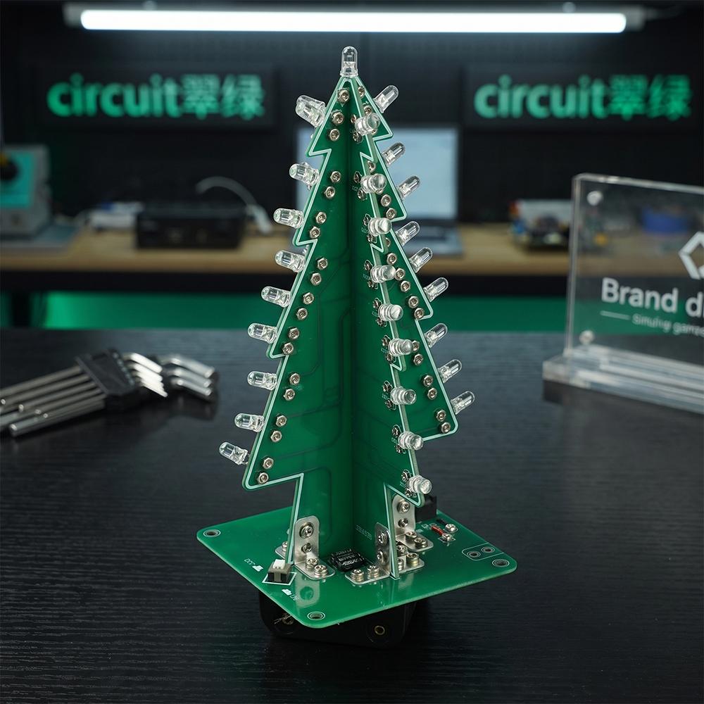 DC 4.5-5V 3D Christmas Tree LED DIY Kit Red/Green/Yellow LED Flash Circuit Kit Electronic Fun Suite Christmas Festival Decor