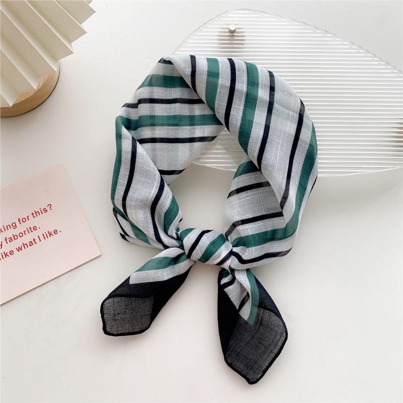 58cm Cotton Linen Women's Scarf Fashion Print for Hair and Neck Square Design