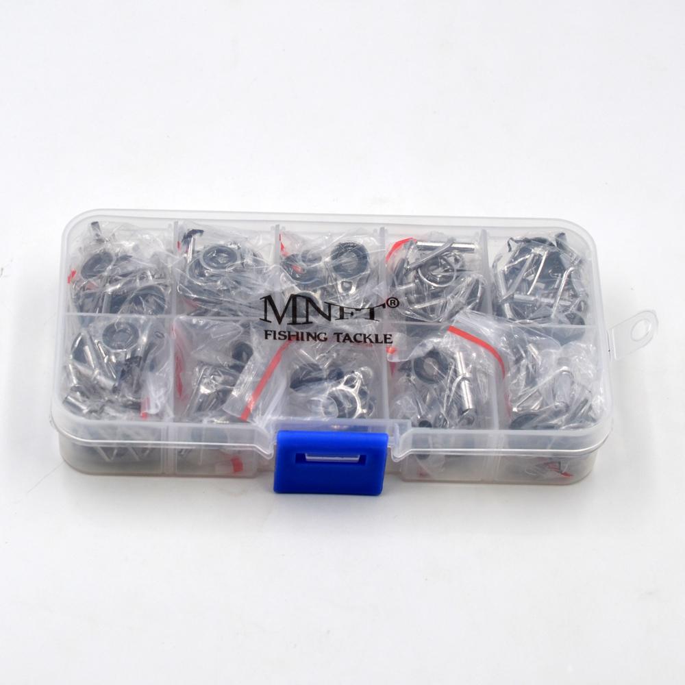 MNFT 80pcs/Box size1-10# Fishing Rod Guide Tip Repair Kit Set DIY Eye Rings Stainless Steel Frames Ceramics TS Line Guide Ring