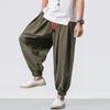 (Proiettore)Pantaloni casual in lino e cotone moda da uomo Leggings elastici con gambe larghe larghe