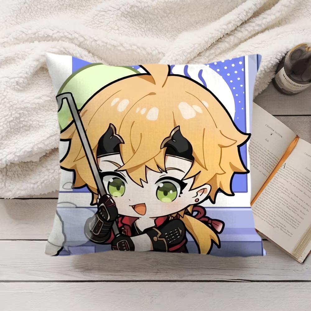 Thoma Cute Genshin Impact Cushion Cover Silky Short Plush Invisible Zipper Dustproof Sofa Pillow Case For Home Decor