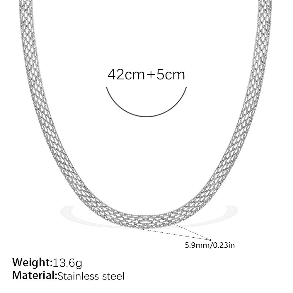 European & American Woven Mesh Stainless Steel Necklace & Bracelet Set – Simple Hollow-out Design