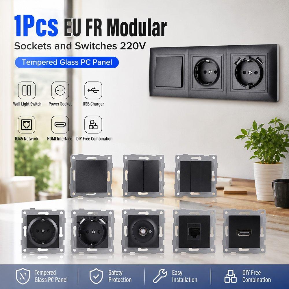 1Pcs Dual USB Fast Charge Modular Sockets And Switches