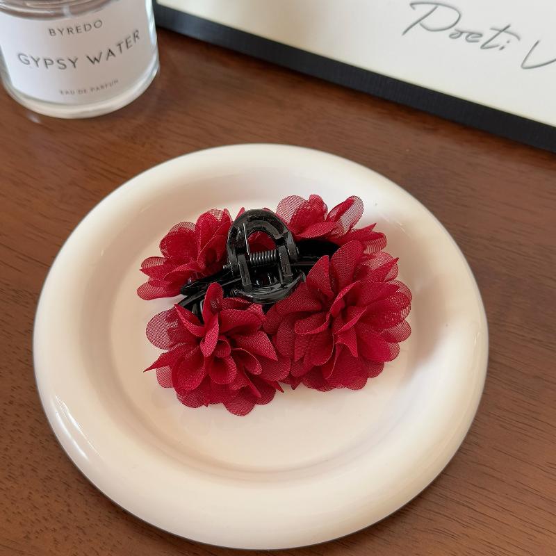 Fabric Rose Hair Claw Women Elegant Ponytail Clip Sweet Flowers Hair Clips Crab Claw Headdress Hair Accessories