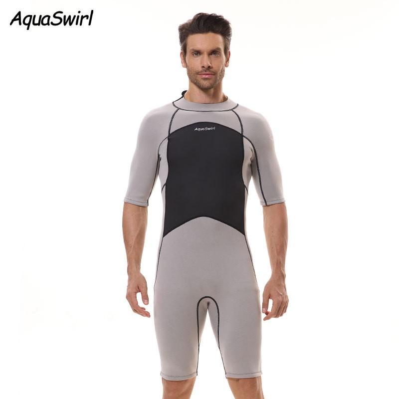 

Men s Diving Suit Short-sleeved One-piece Surfing Thin Snorkeling Sunscreen Quick-drying L серый