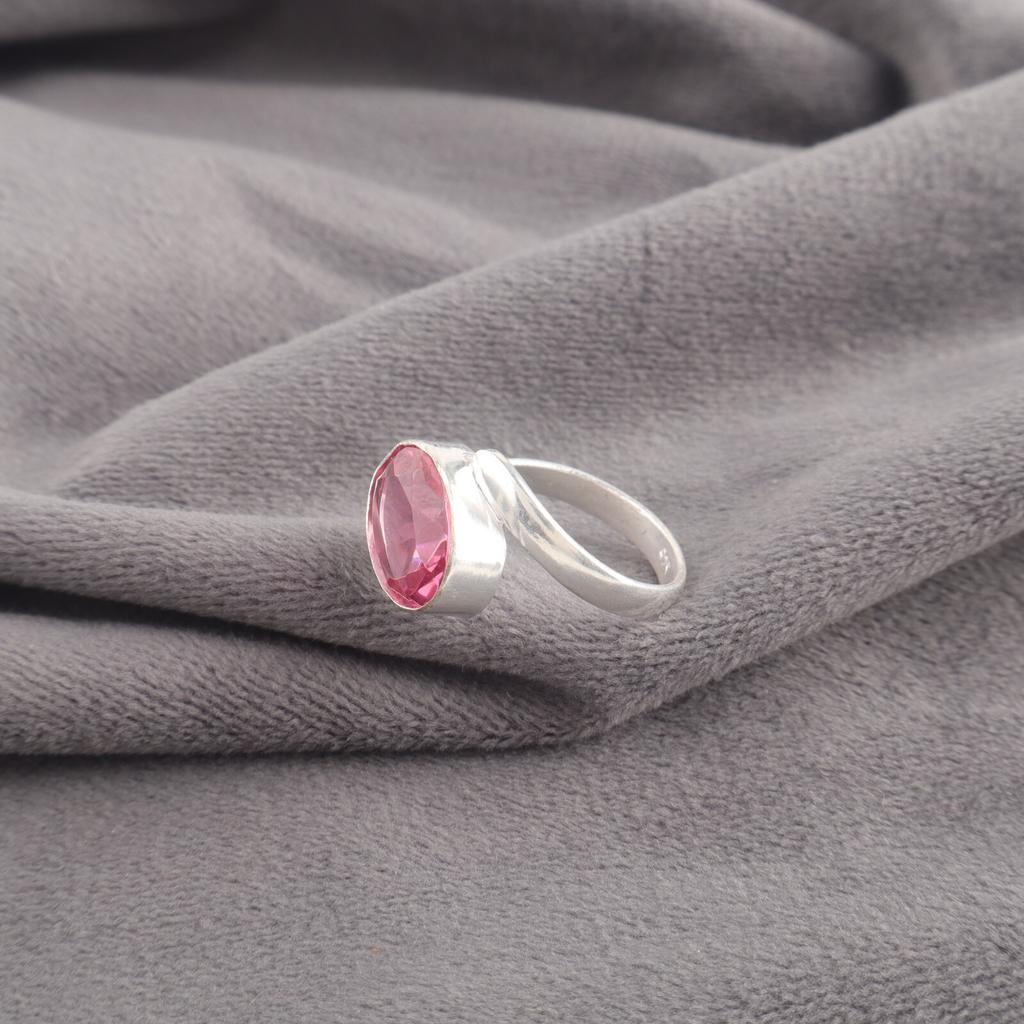 Natural Pink Tourmaline Gemstone 925 Sterling Silver Handmade Jewelry Ring Gift RR-53-14