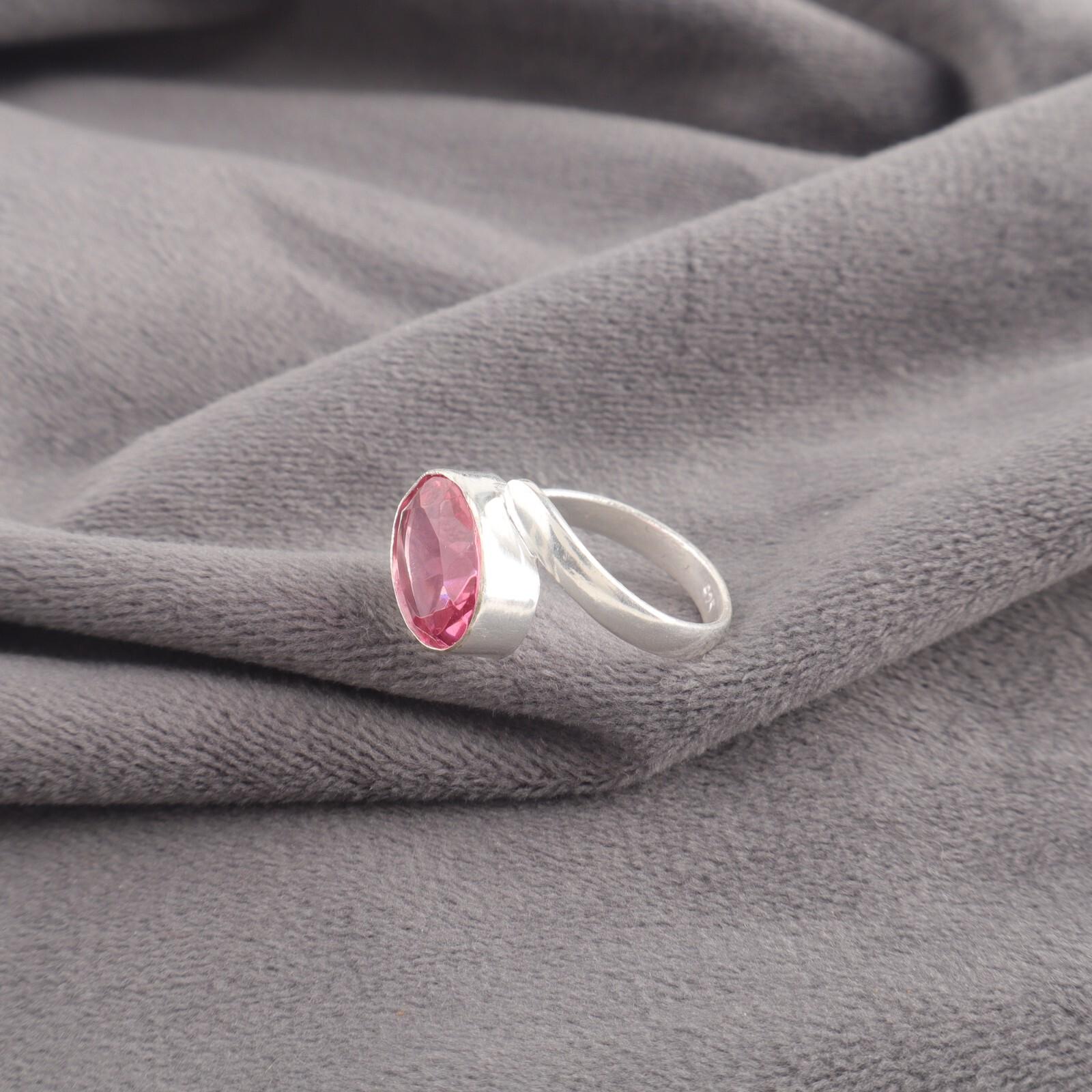 

Натуральный розовый турмалин драгоценный камень 925 стерлинговое серебро ювелирное изделие ручной работы кольцо подарок RR-53-14 6