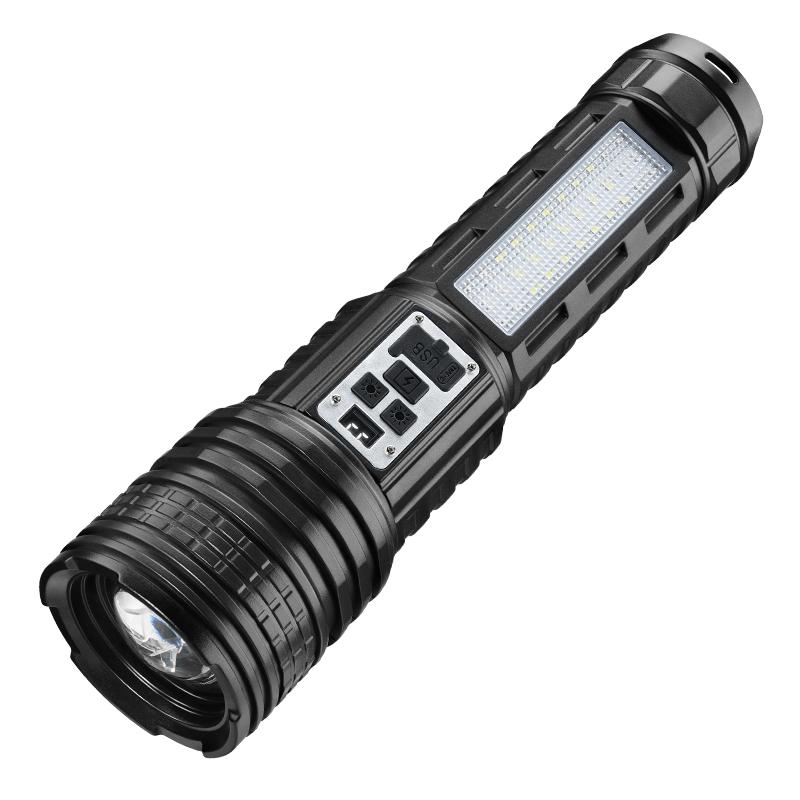 Super Big Flashlight USB Rechargeable Most Strong LED Flash Light Long Range Torch Zoom Outdoor Lamp With Digital Power Display