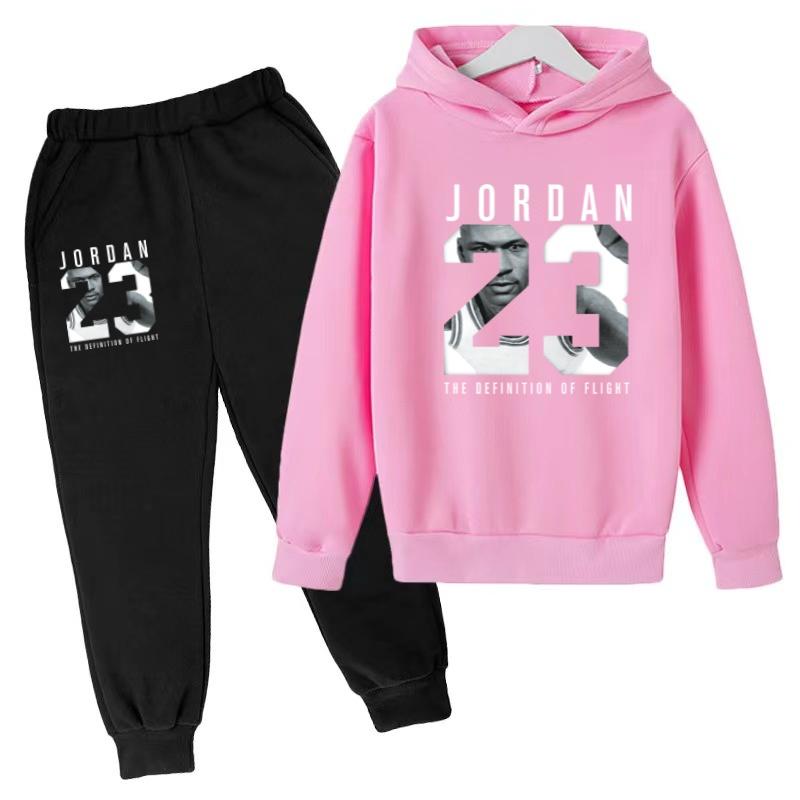 2026 Kids New Autumn Winter Casual Long Sleeve Pullover 2pcs Hoodie+Pants Tracksuit 3-12Yrs Girl Boy Basketball Coat Clothes Set